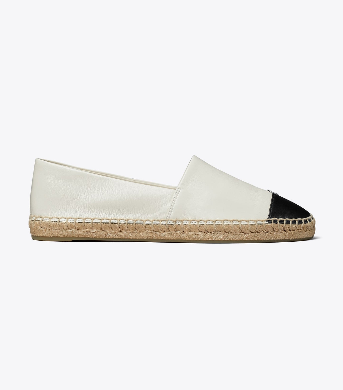 Tory Burch Cap-Toe Espadrille - Light Cream / Perfect Black