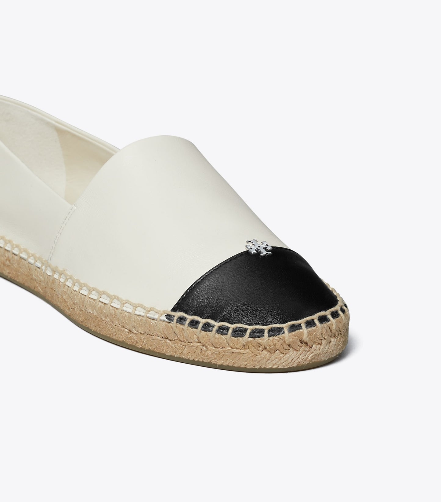 Tory Burch Cap-Toe Espadrille - Light Cream / Perfect Black