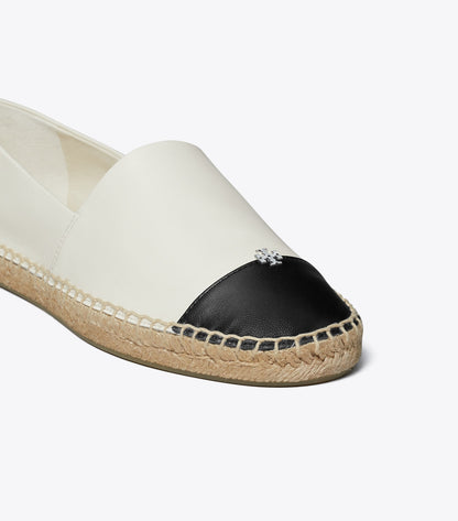 Tory Burch Cap-Toe Espadrille - Light Cream / Perfect Black