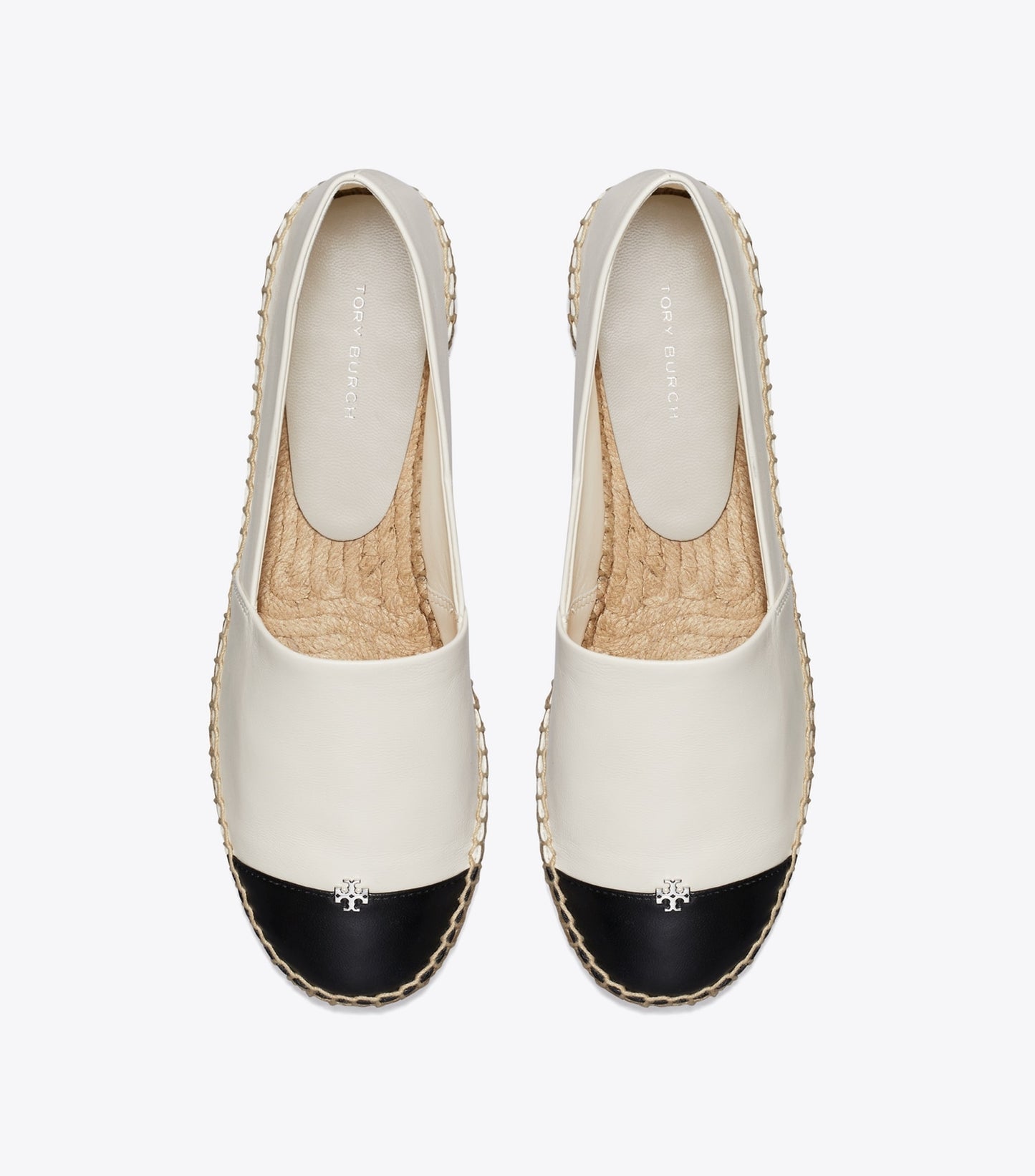 Tory Burch Cap-Toe Espadrille - Light Cream / Perfect Black