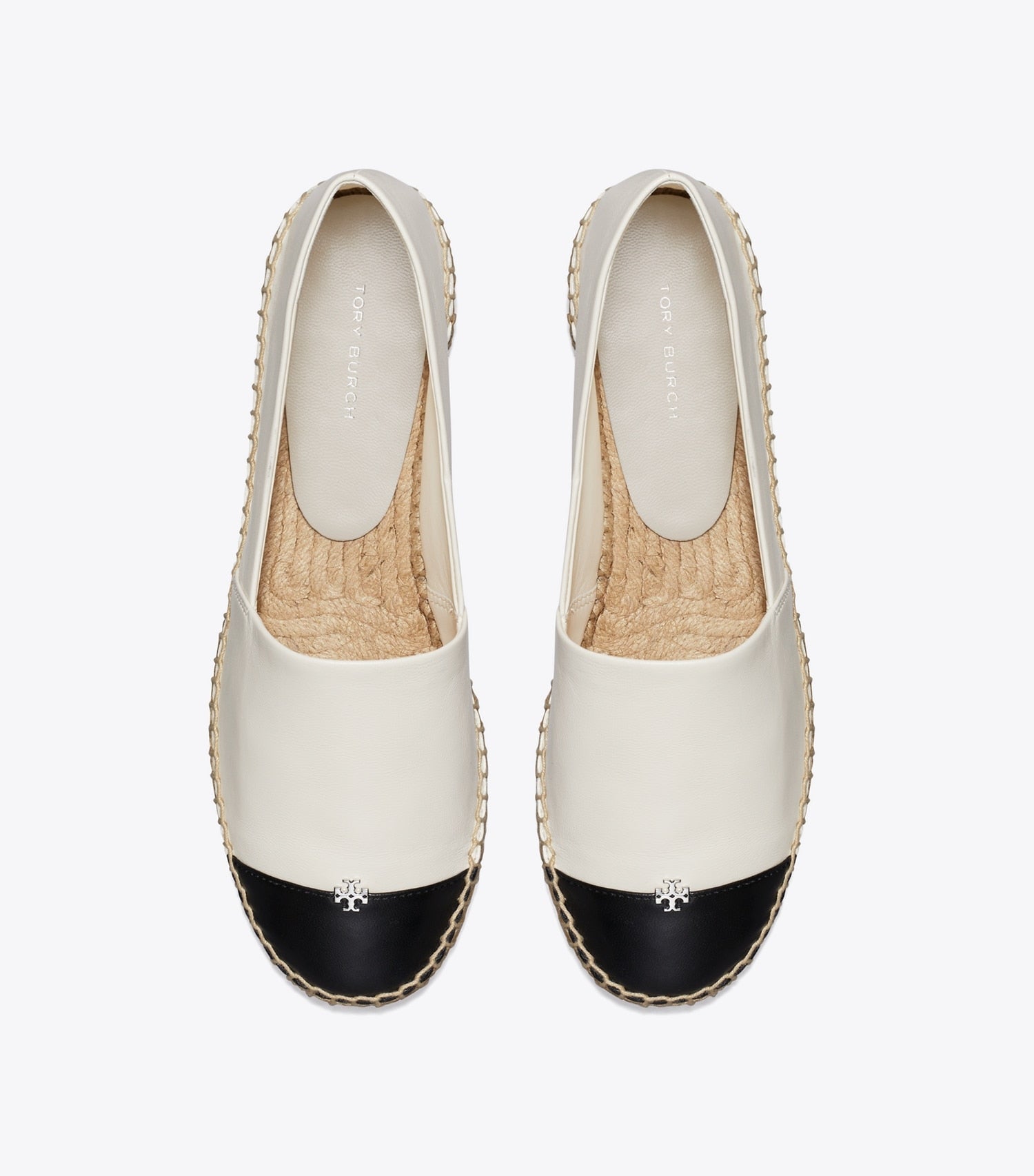 Tory Burch Cap-Toe Espadrille - Light Cream / Perfect Black