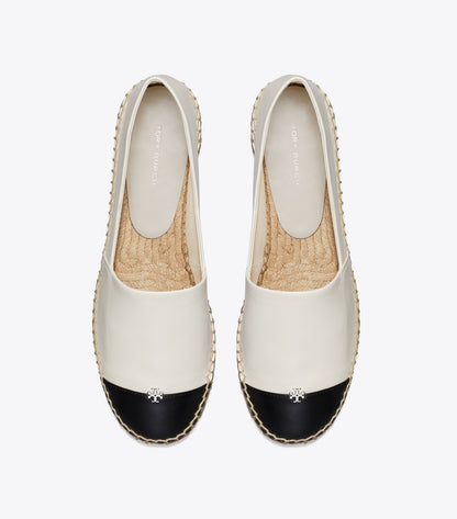 Tory Burch Cap-Toe Espadrille - Light Cream / Perfect Black
