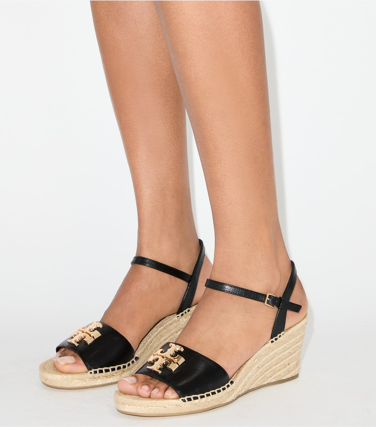 Tory Burch Eleanor Wedge Espadrille - Perfect Black / Gold