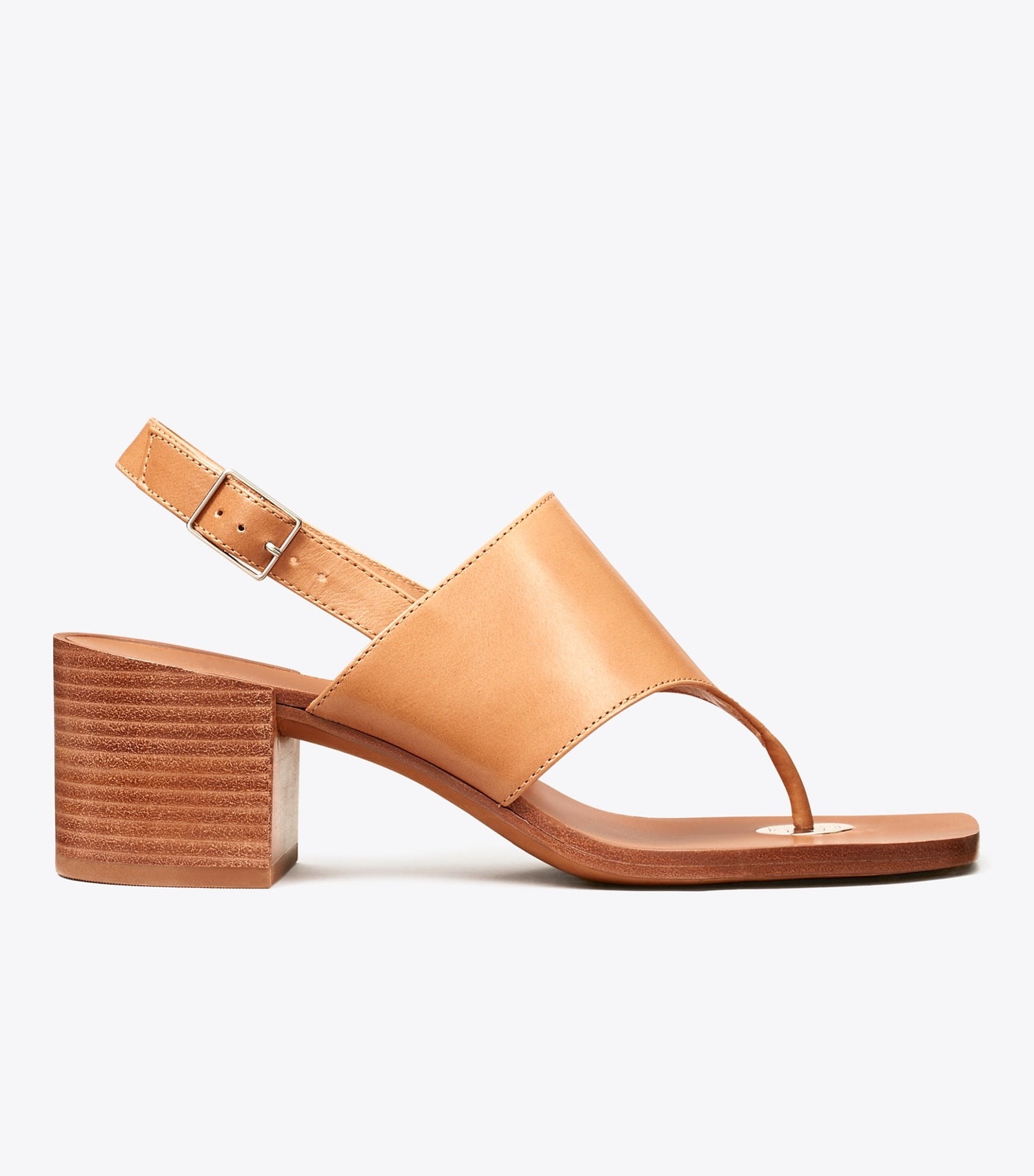 Tory Burch Double T Coin Heeled Sandal - Tan