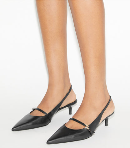 Tory Burch Double T Buckle Mary Jane Slingback - Perfect Black / Perfect Black