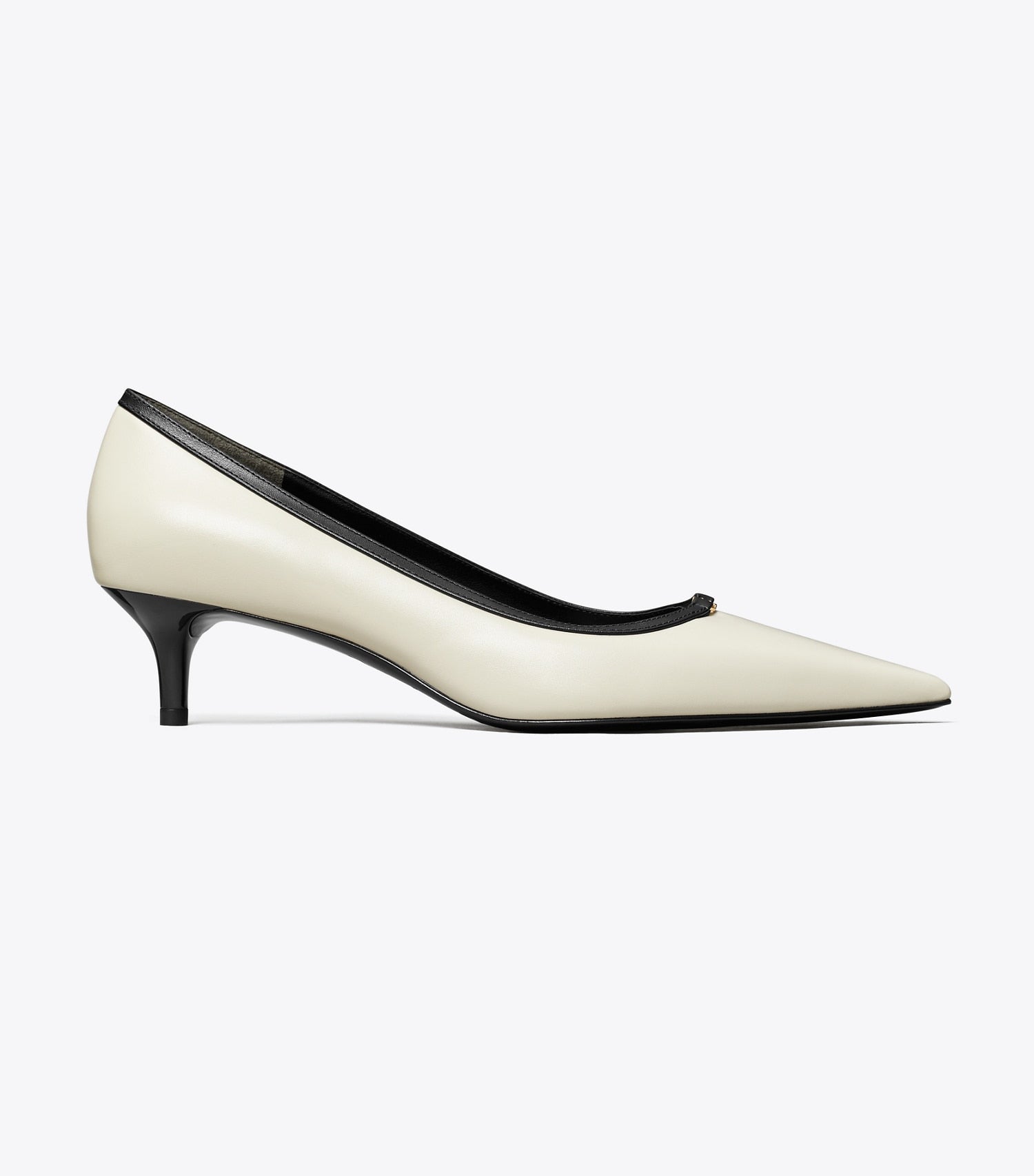 Tory Burch Double T Buckle Low-Heeled Pump - Light Cream / Perfect Black