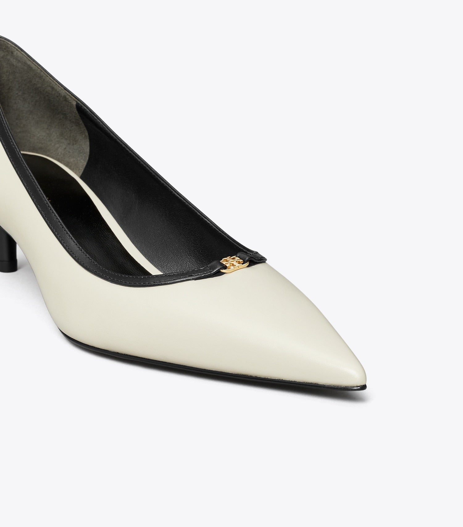 Tory Burch Double T Buckle Low-Heeled Pump - Light Cream / Perfect Black