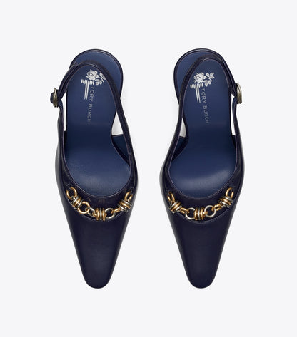 Tory Burch Runway Chain Slingback - Ink Blot