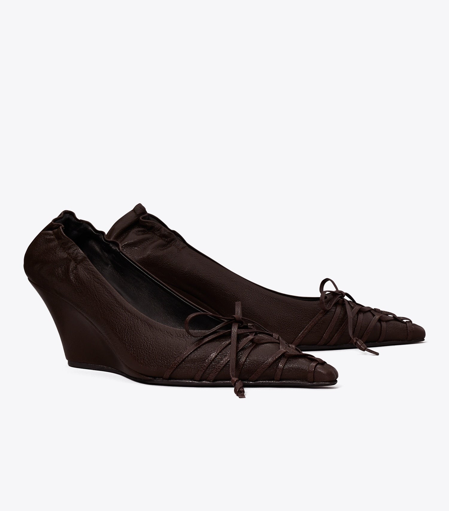 Tory Burch Lace-Up Wedge - Seal Brown
