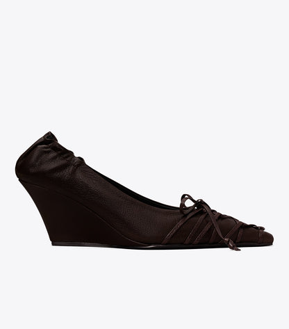 Tory Burch Lace-Up Wedge - Seal Brown