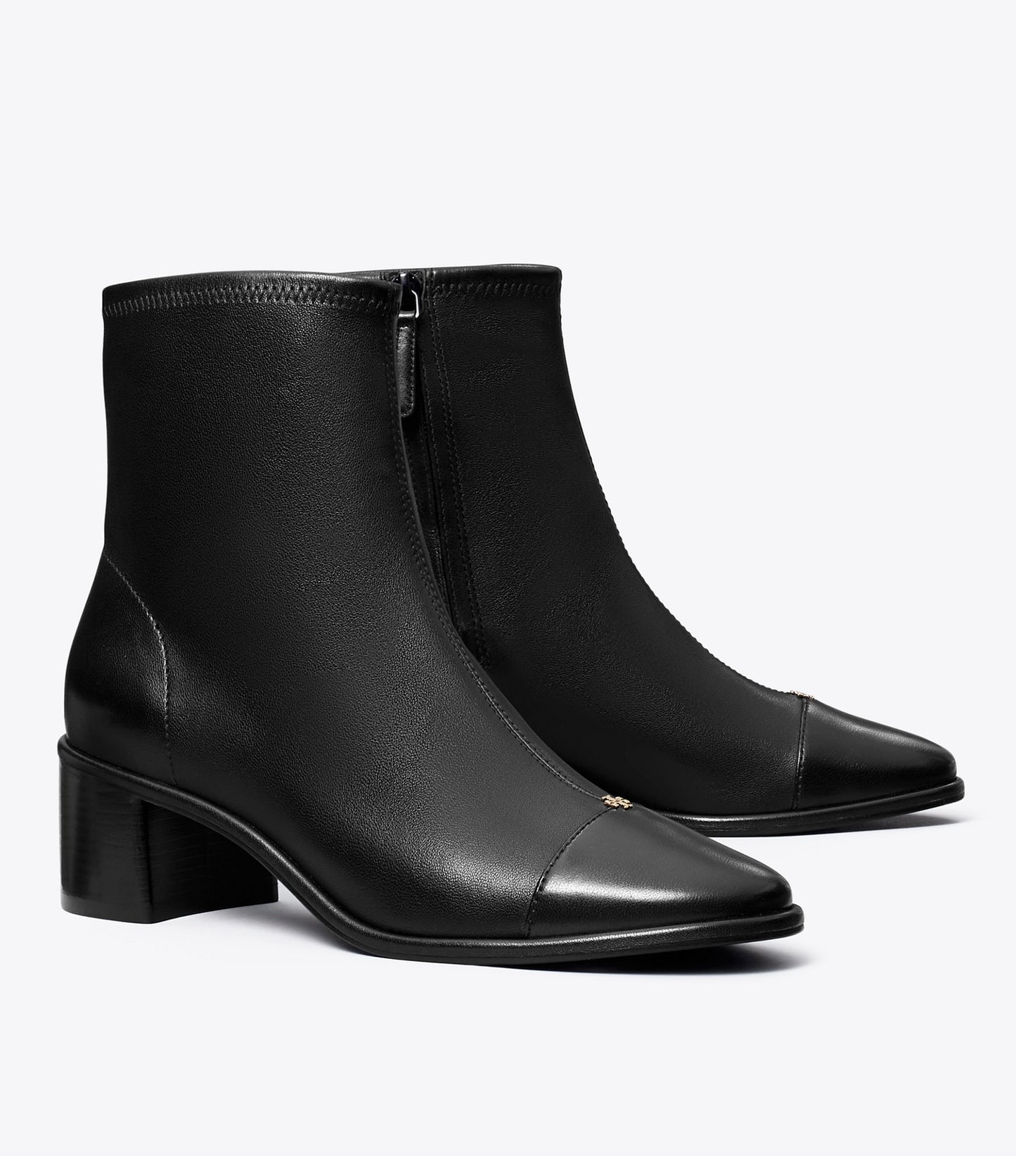 Tory Burch Cap-Toe Low-Heel Ankle Boot - Perfect Black / Perfect Black