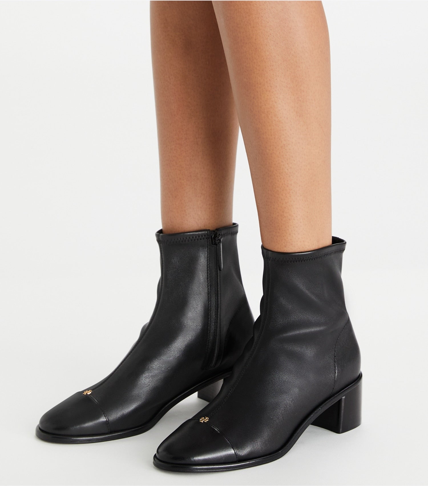 Tory Burch Cap-Toe Low-Heel Ankle Boot - Perfect Black / Perfect Black