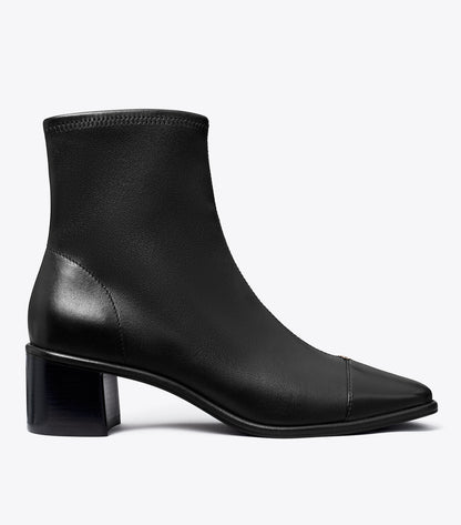 Tory Burch Cap-Toe Low-Heel Ankle Boot - Perfect Black / Perfect Black