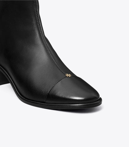 Tory Burch Cap-Toe Low-Heel Ankle Boot - Perfect Black / Perfect Black