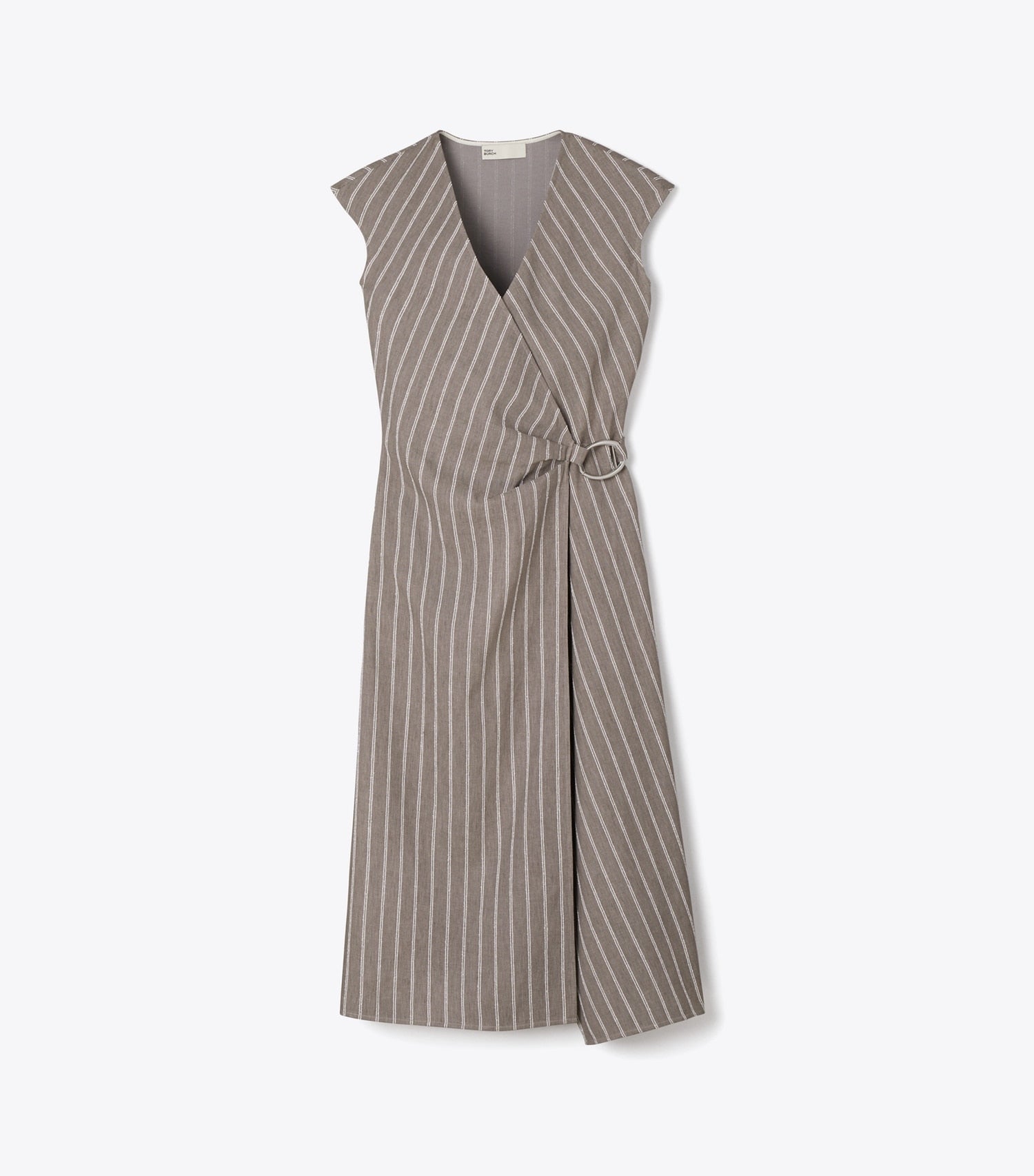 Tory Burch Cotton Wrap Dress - Gray / Ivory Stripe