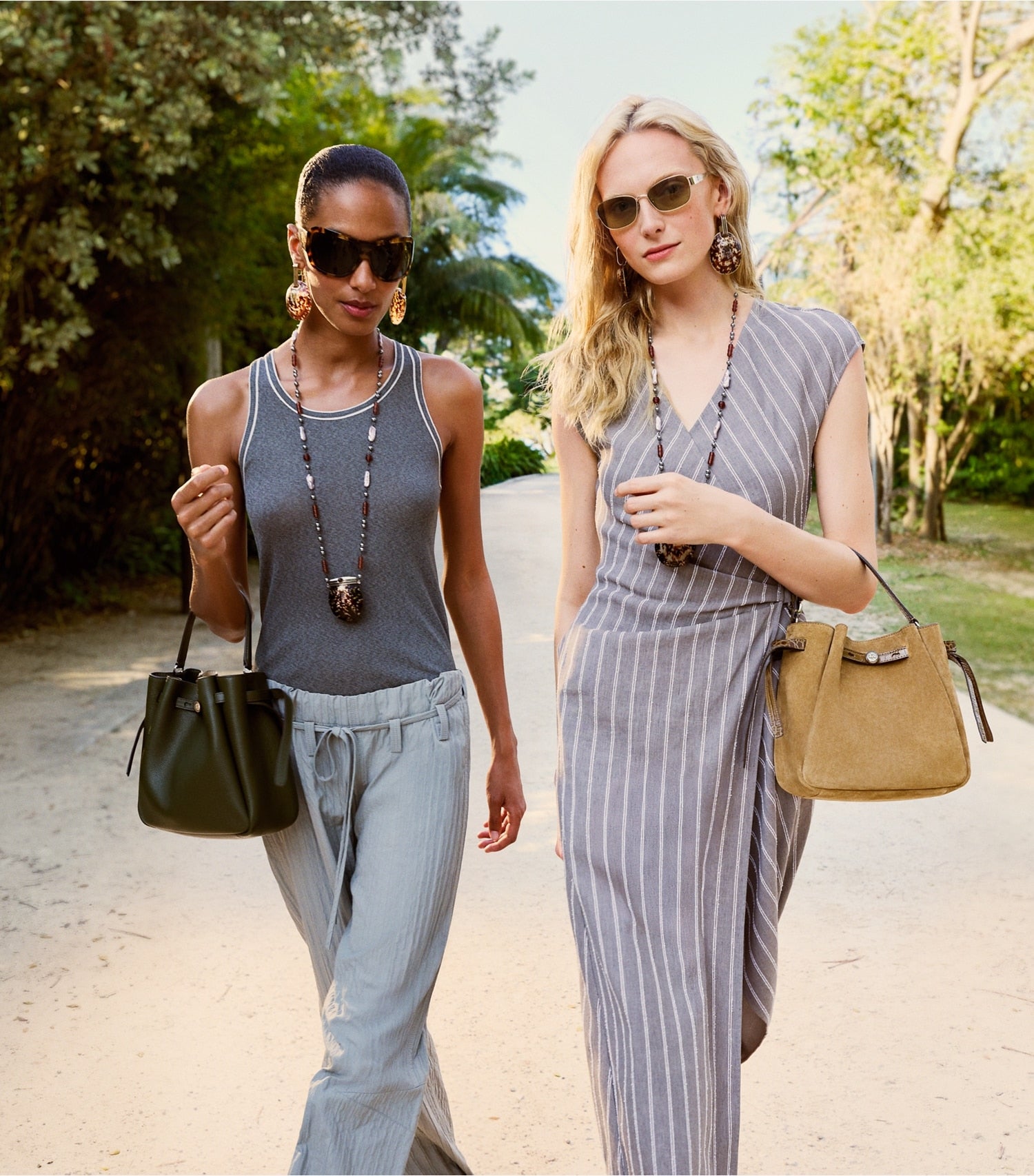 Tory Burch Cotton Wrap Dress - Gray / Ivory Stripe