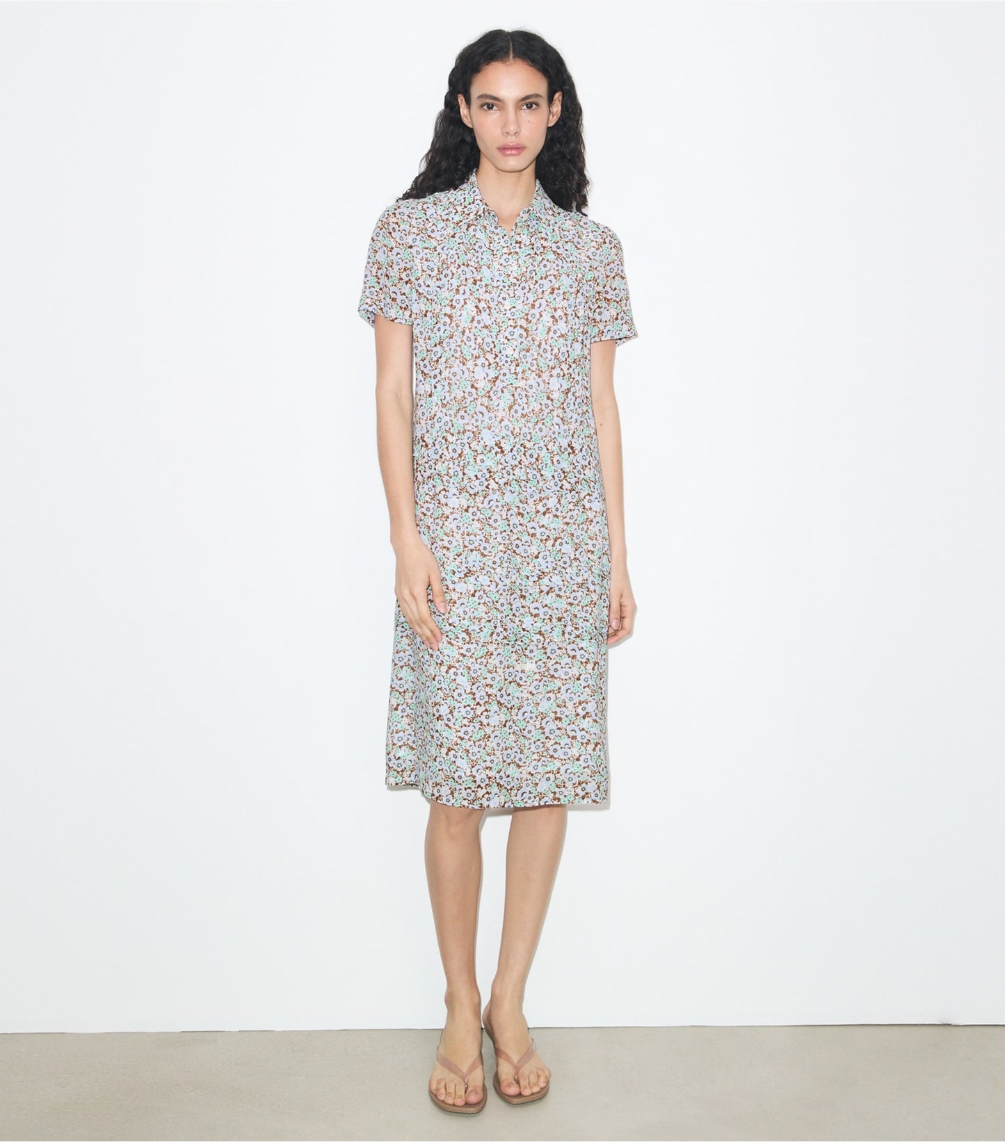 Tory Burch Printed Viscose Shirtdress - Blue Floral