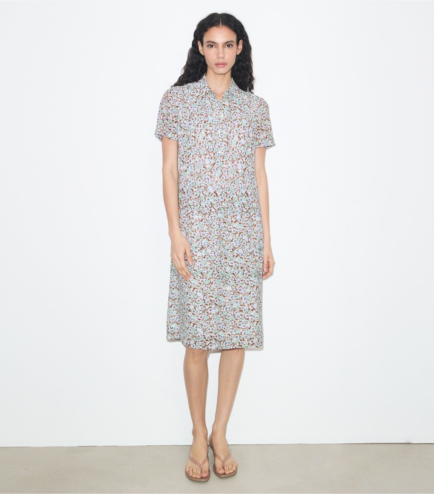 Tory Burch Printed Viscose Shirtdress - Blue Floral