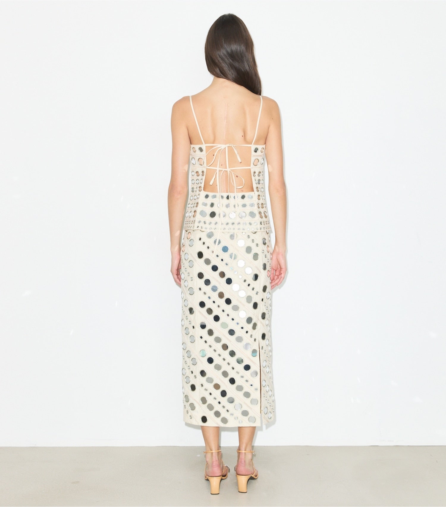 Tory Burch Mirror Embellished Cotton Dress - New Ivory
