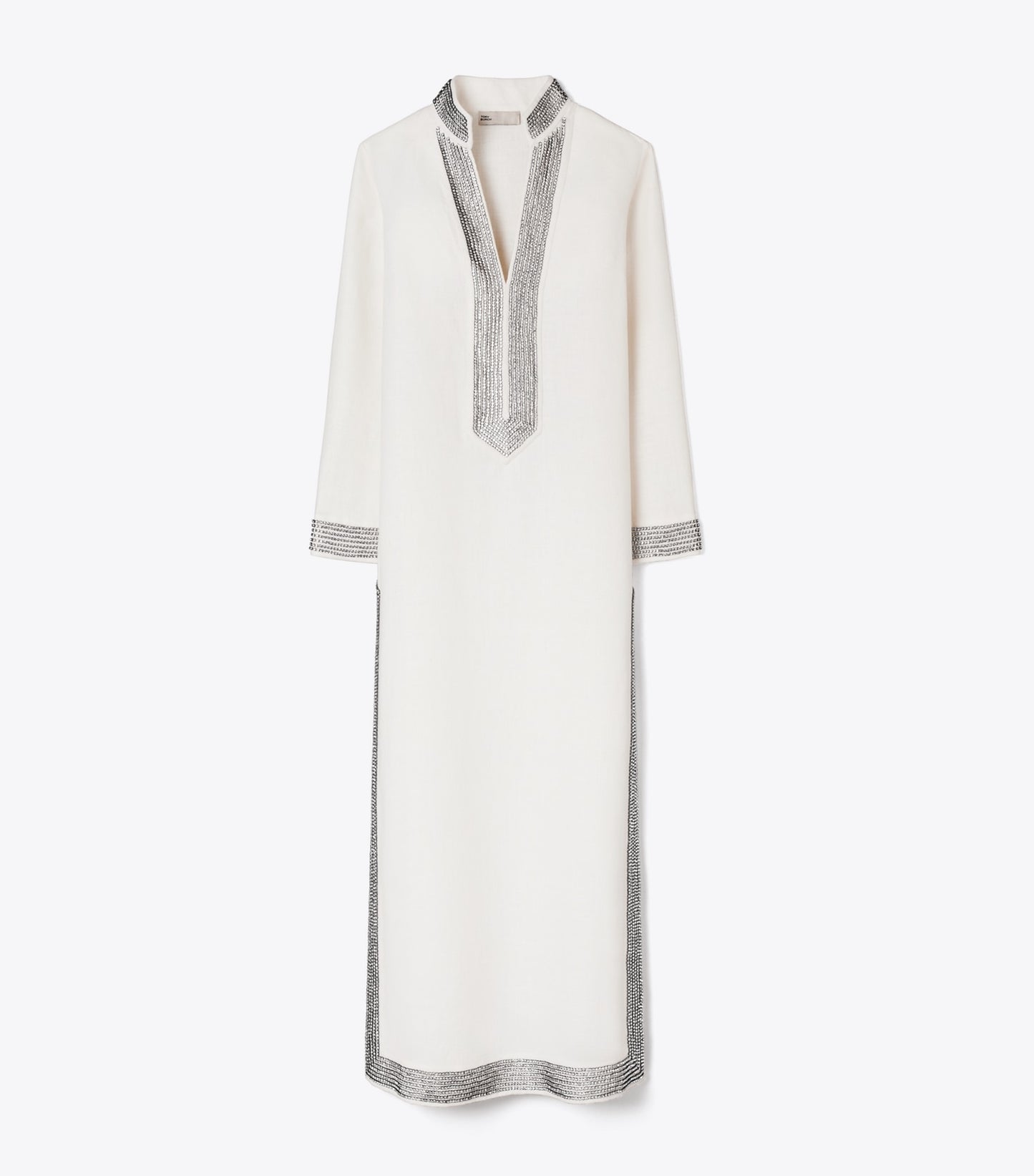 Tory Burch Embellished Linen Caftan - New Ivory