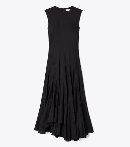 Tory Burch Flared Cotton Silk Dress - Black
