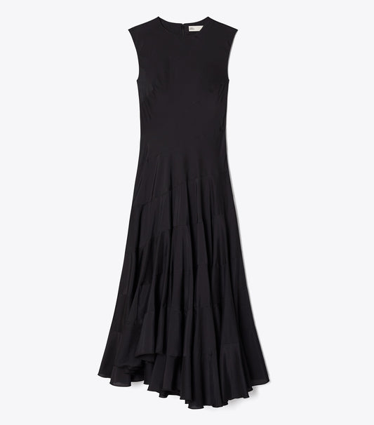 Tory Burch Flared Cotton Silk Dress - Black