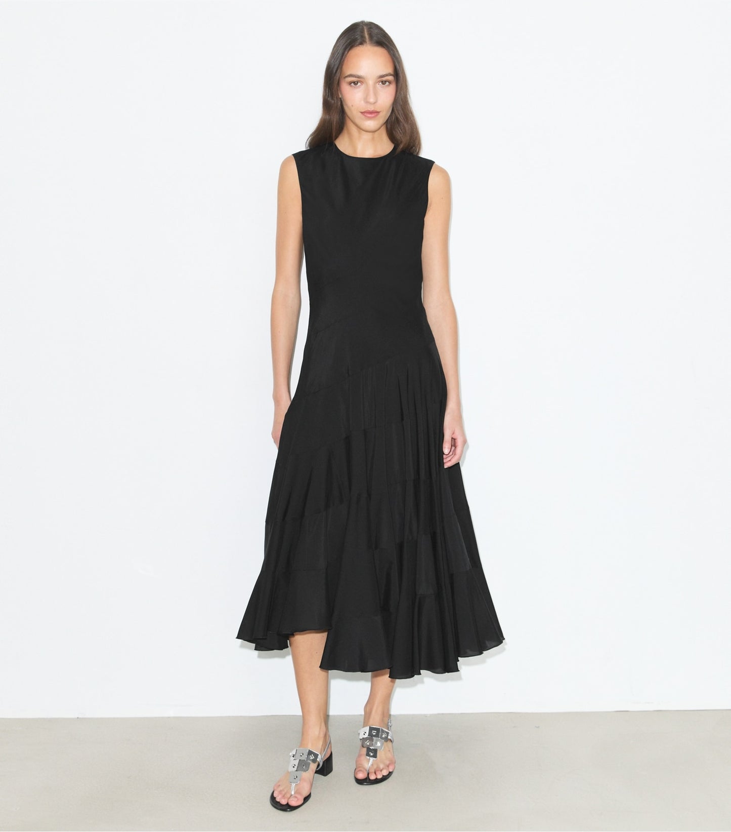 Tory Burch Flared Cotton Silk Dress - Black