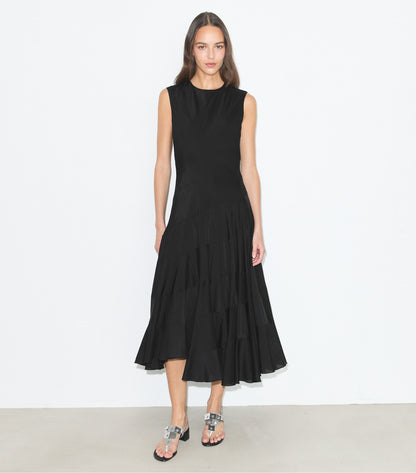 Tory Burch Flared Cotton Silk Dress - Black