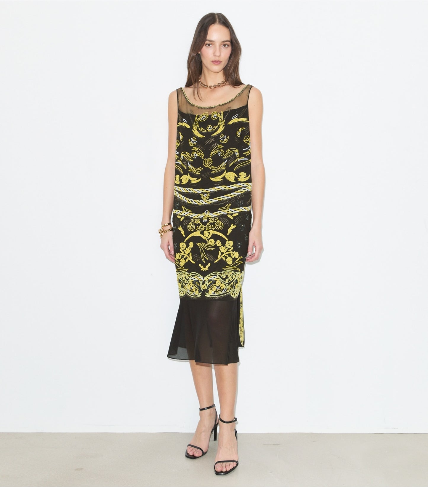 Tory Burch Embellished Mesh Dress - Coconut