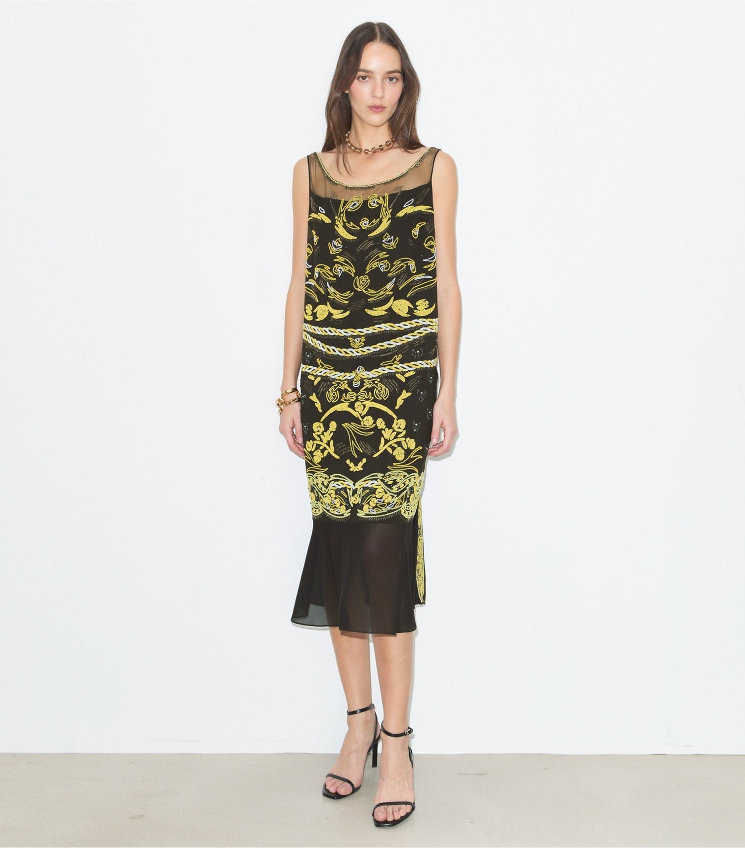Tory Burch Embellished Mesh Dress - Coconut