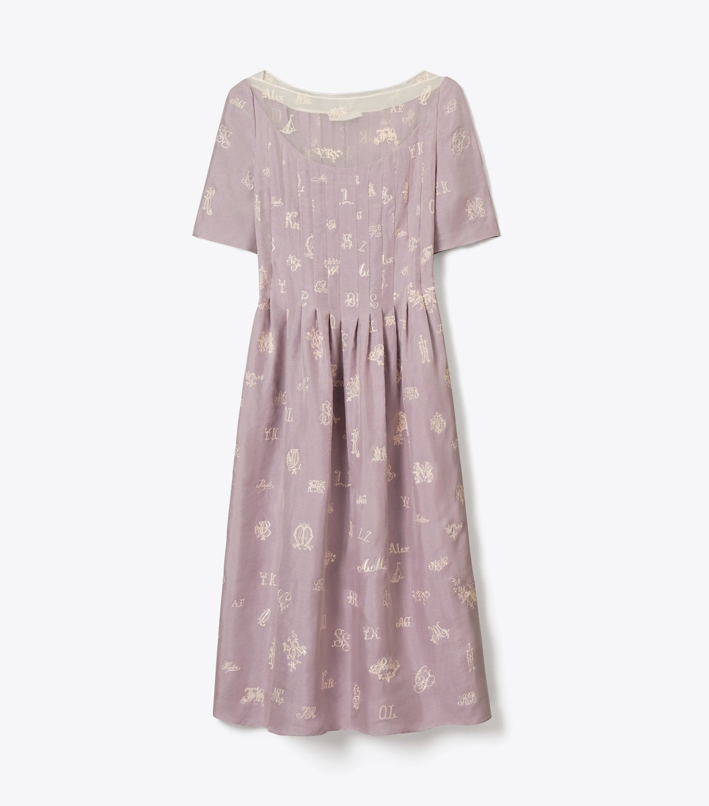 Tory Burch Embroidered Silk Dress - Lilac