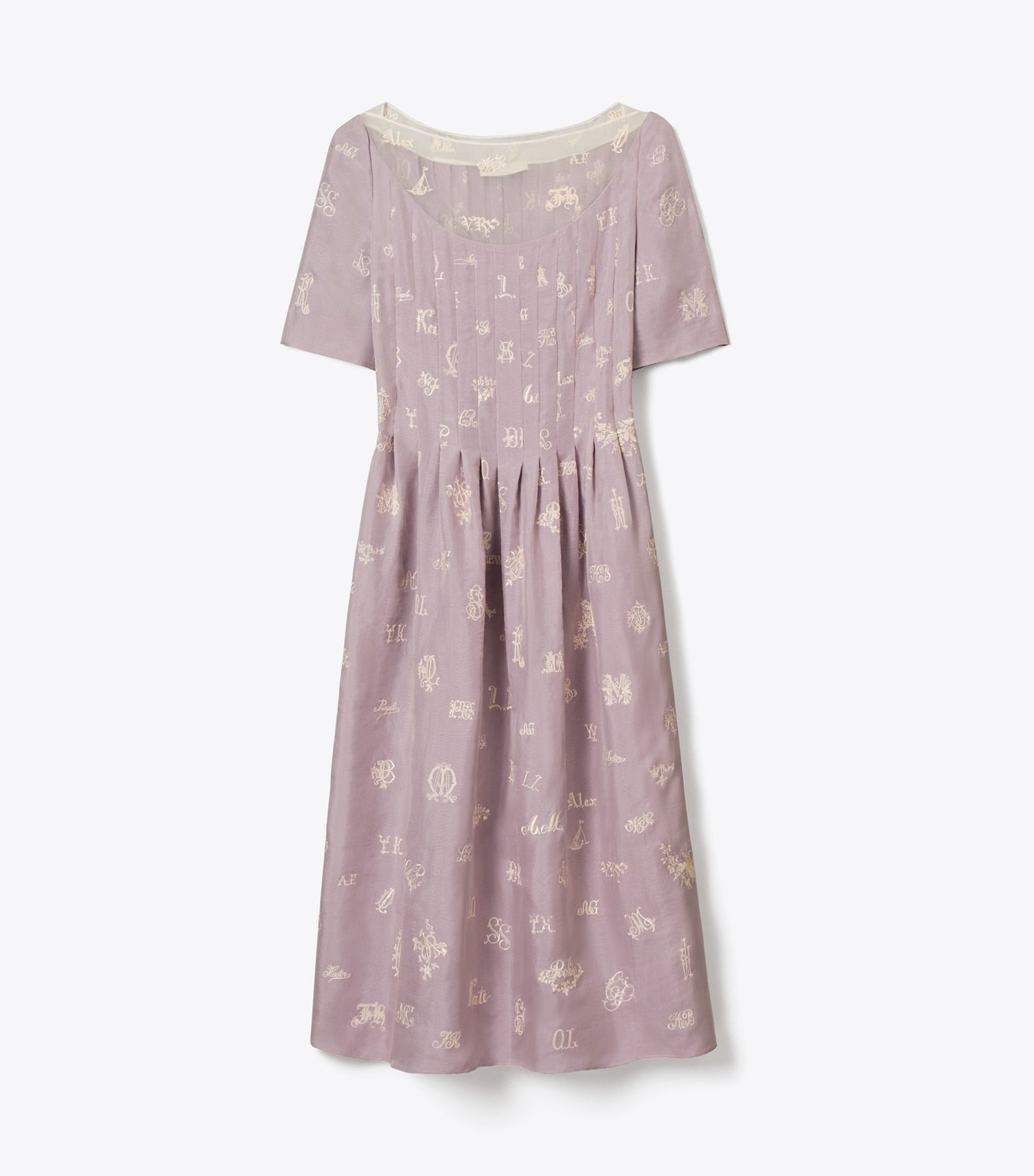 Tory Burch Embroidered Silk Dress - Lilac