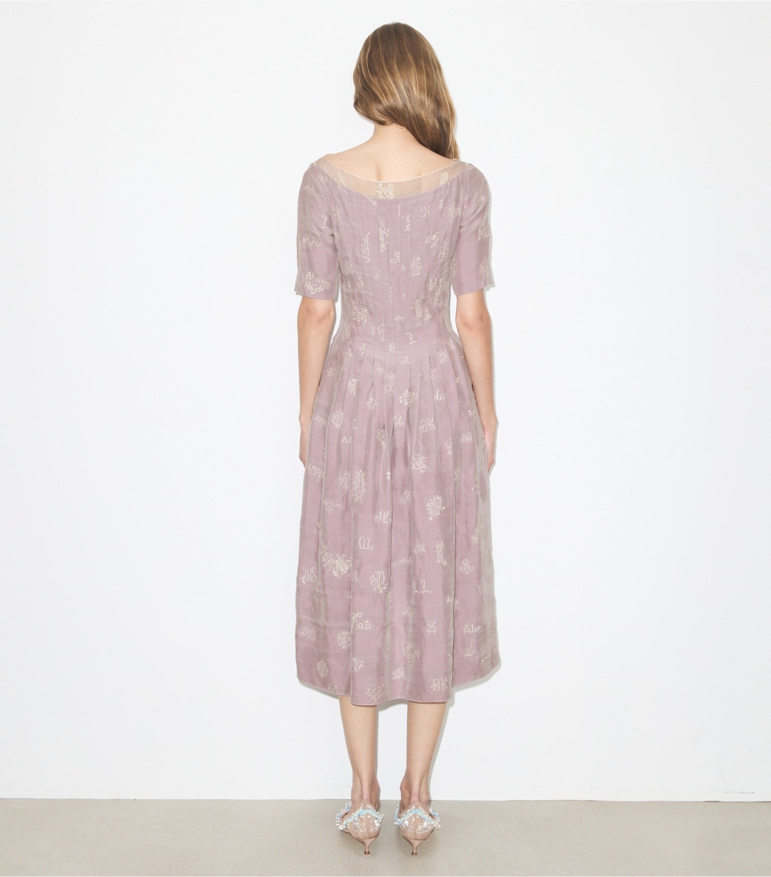 Tory Burch Embroidered Silk Dress - Lilac