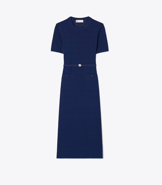 Tory Burch Viscose Pointelle Dress - Ocean