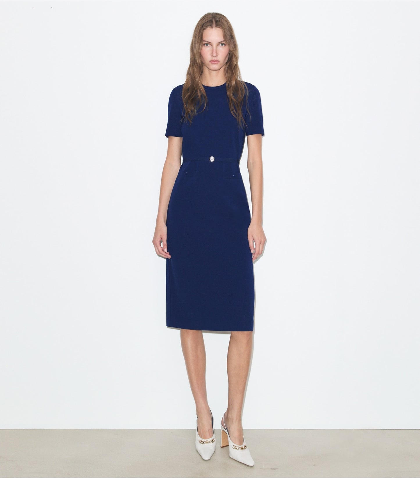 Tory Burch Viscose Pointelle Dress - Ocean