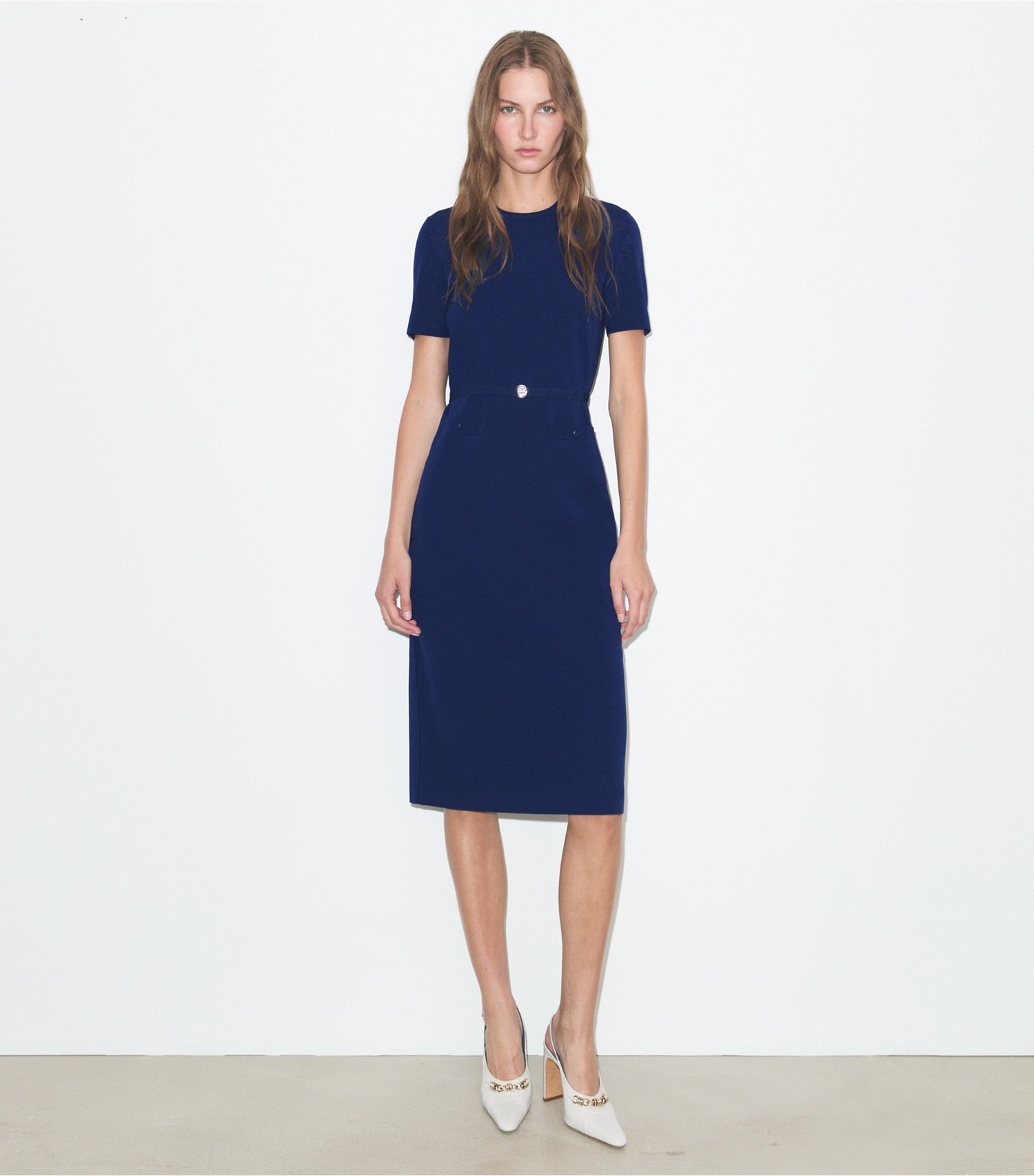 Tory Burch Viscose Pointelle Dress - Ocean