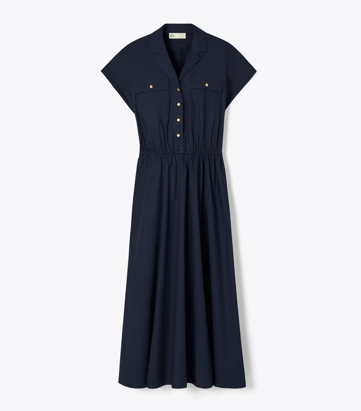 Tory Burch Cotton Poplin Shirtdress - Medium Navy
