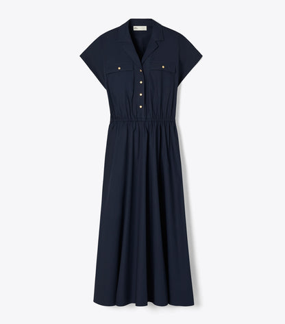 Tory Burch Cotton Poplin Shirtdress - Medium Navy