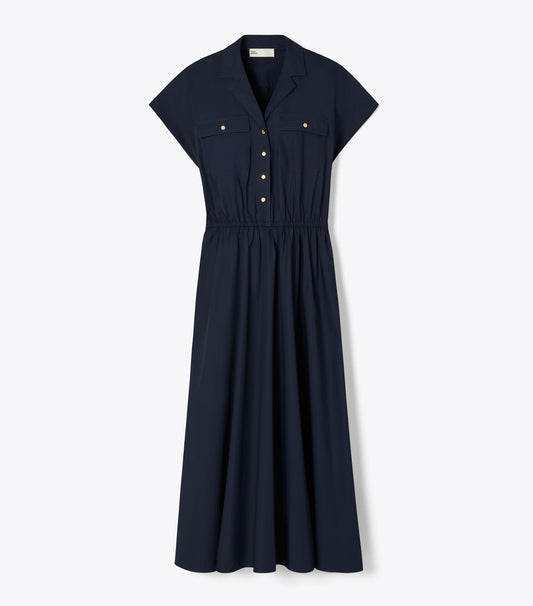 Tory Burch Cotton Poplin Shirtdress - Medium Navy