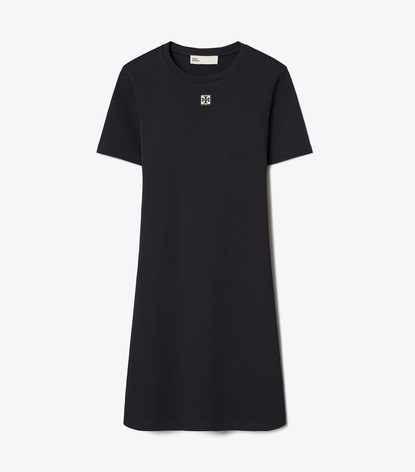 Tory Burch Ribbed Cotton T-Shirt Dress - Black