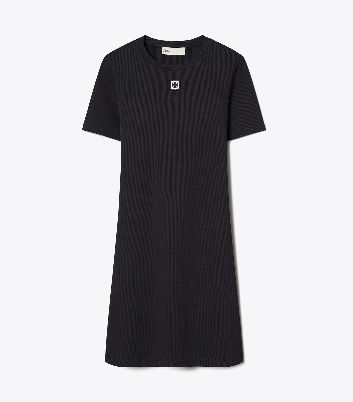 Tory Burch Ribbed Cotton T-Shirt Dress - Black