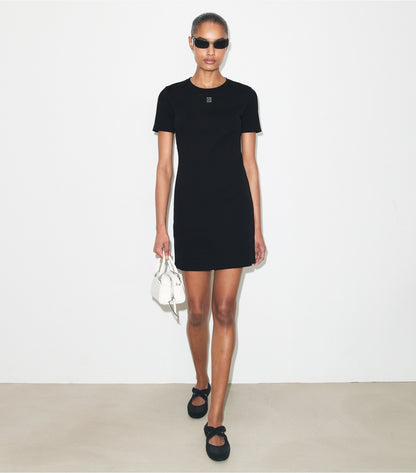 Tory Burch Ribbed Cotton T-Shirt Dress - Black