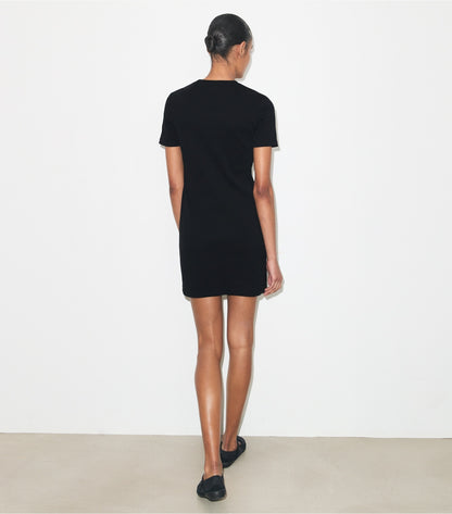 Tory Burch Ribbed Cotton T-Shirt Dress - Black