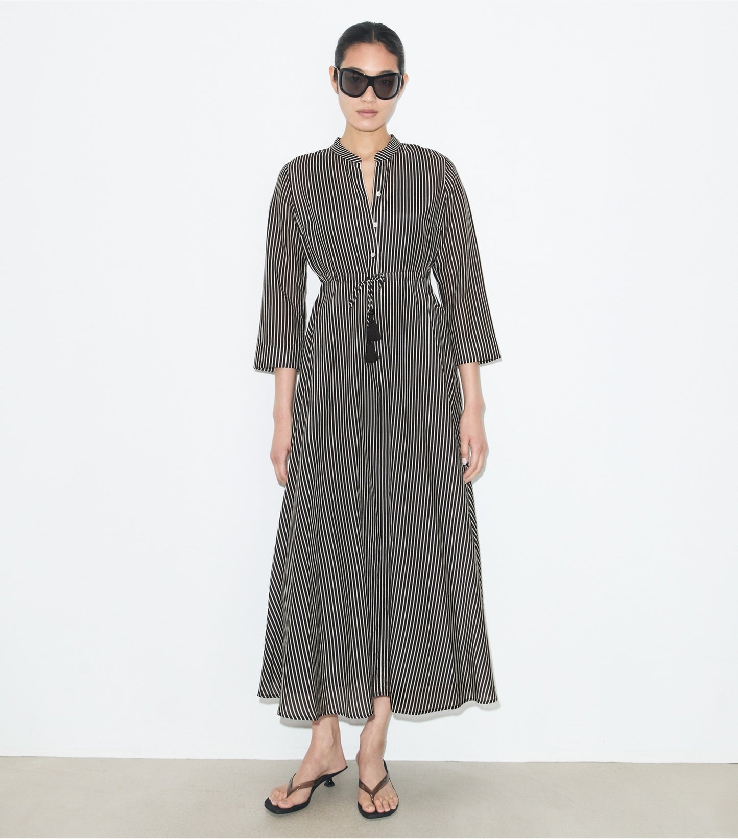 Tory Burch Striped Cotton Dress - Black Stripe