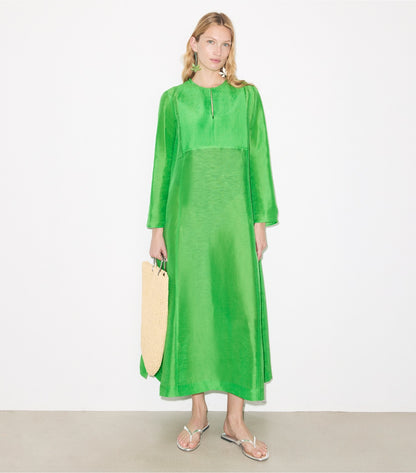 Tory Burch Long Linen Caftan - Bright Green