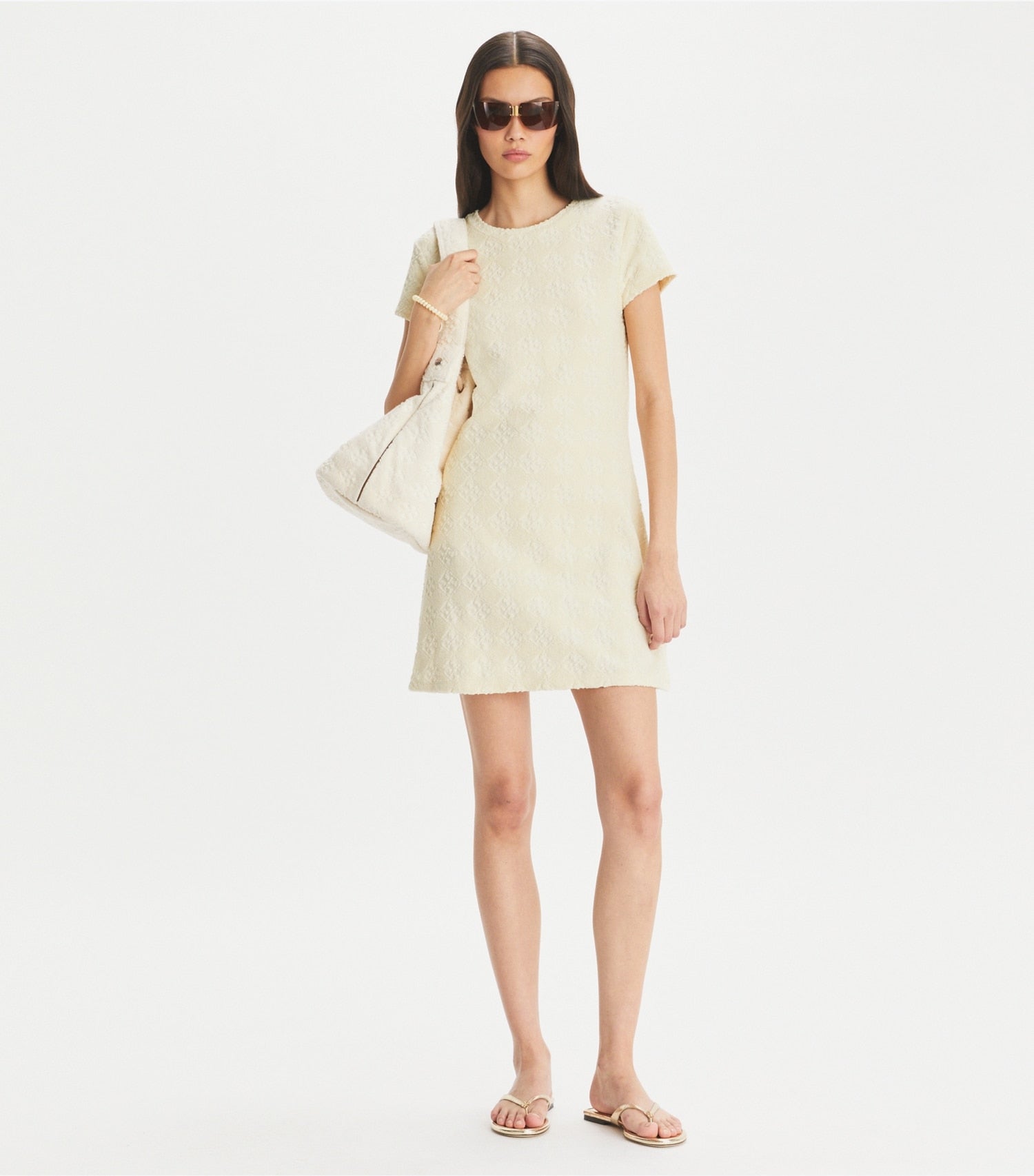 Tory Burch Terry Jacquard Logo Shirtdress - New Ivory