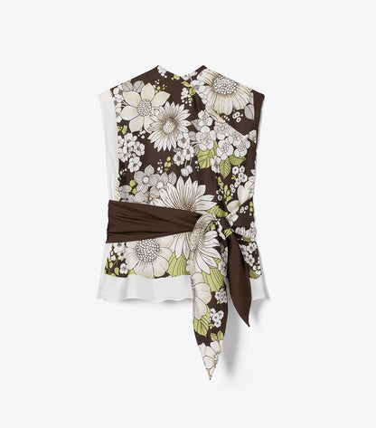 Tory Burch Printed Silk Top - Brown Floral