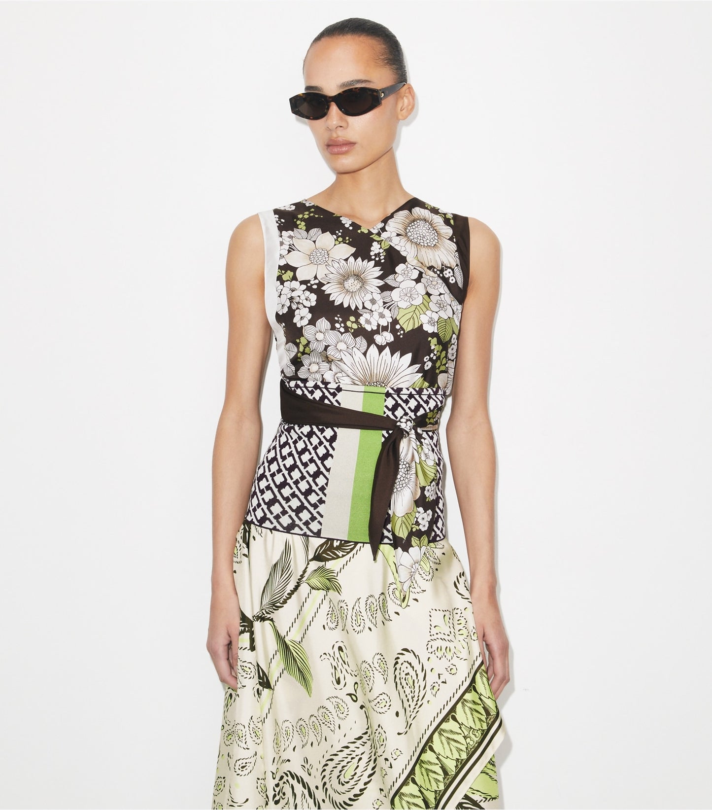 Tory Burch Printed Silk Top - Brown Floral