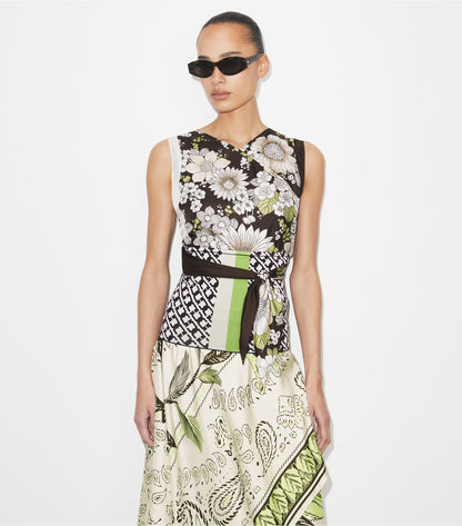 Tory Burch Printed Silk Top - Brown Floral
