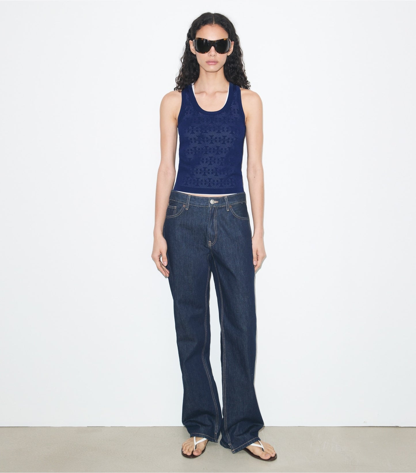 Tory Burch Pointelle Viscose Tank - Ocean